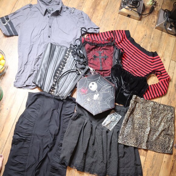 Tripp nyc Tops - Vintage Mall Goth clothing lot bundle TRIPP Jack skellington Spiderweb purse